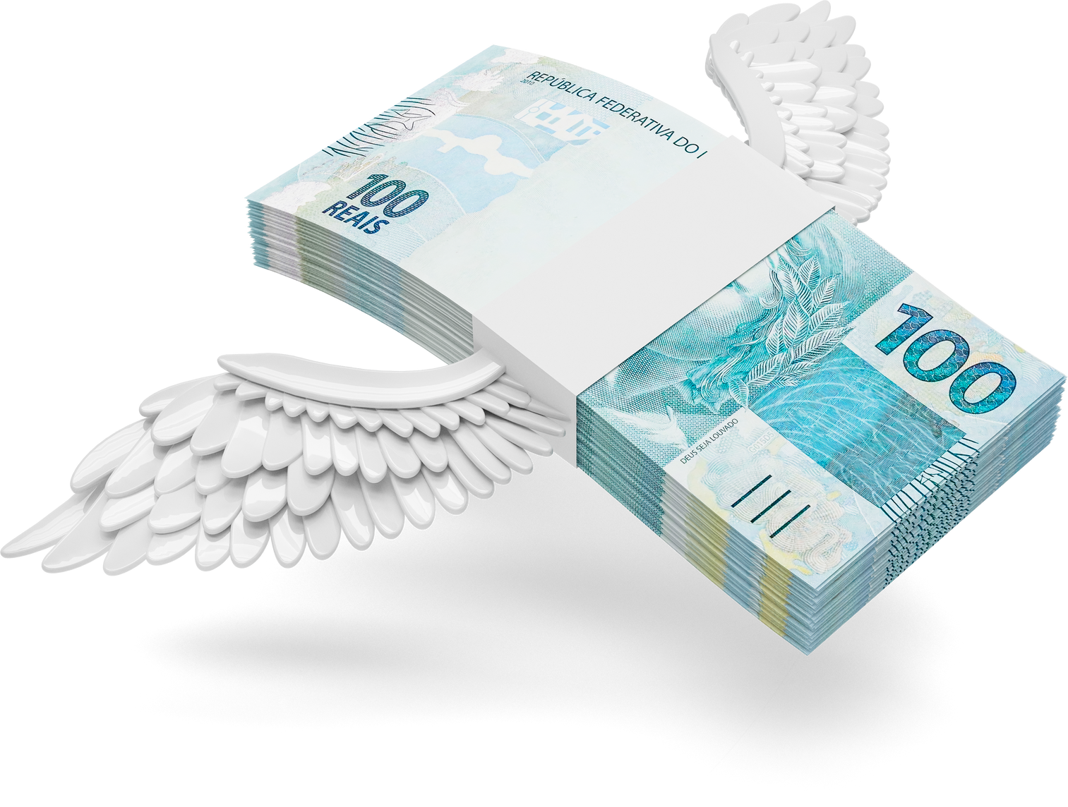 brazilian money 50 reals banknote with wings in 3d render